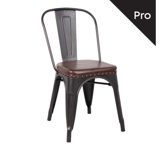 RELIX Chair-Pro / Metal Antique Black - PU Dark Brown