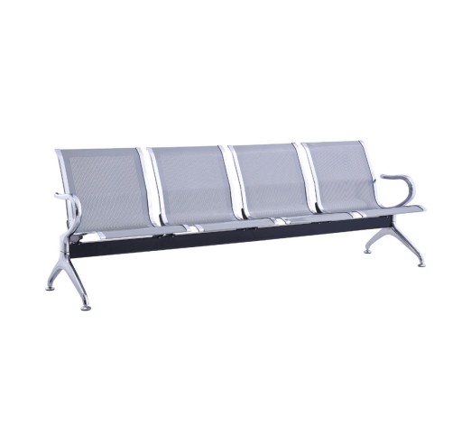 Waiting Seat 4-Seater / Steel Mesh Grey - Chrome Frame