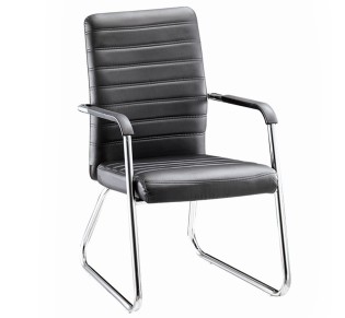 COLLET Visitor Armchair/Chromed Frame/Black Pu