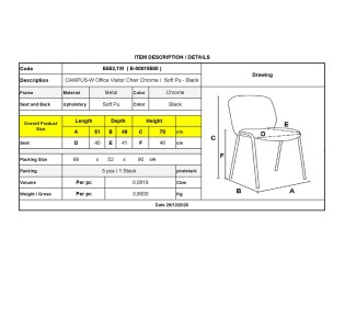 CAMPUS-W Chair/Chromed Frame/Black Pu