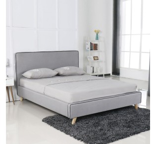 MORISSON Κρεβάτι Διπλό για Στρώμα 160x200cm / Ύφασμα Ανοιχτό Γκρι