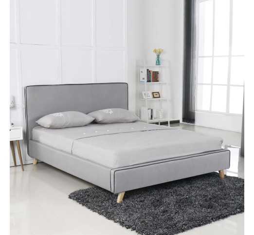 MORISSON Κρεβάτι Διπλό για Στρώμα 160x200cm / Ύφασμα Ανοιχτό Γκρι