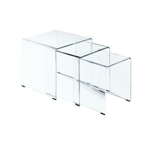 GLASSER Set 3 Βοηθητικά Τραπεζάκια / Διάφανο Γυαλί 10m