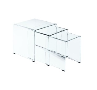 GLASSER Set 3 Βοηθητικά Τραπεζάκια / Διάφανο Γυαλί 10m 2