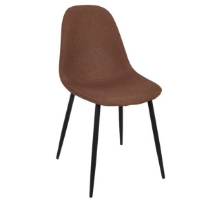 CELINA Black Metal Chair, Gold Brown Fabric