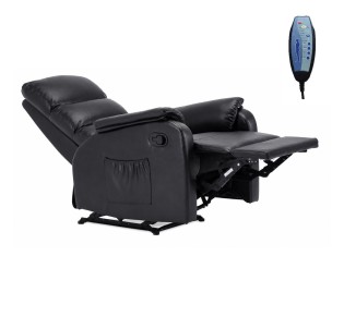 COMFORT Massage Πολυθρόνα Relax, Σαλονιού - Καθιστικού, PU Μαύρο