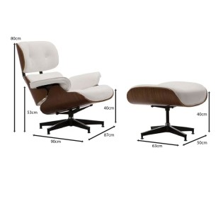 RELAX Armchair With Footrest Stool White Pu
