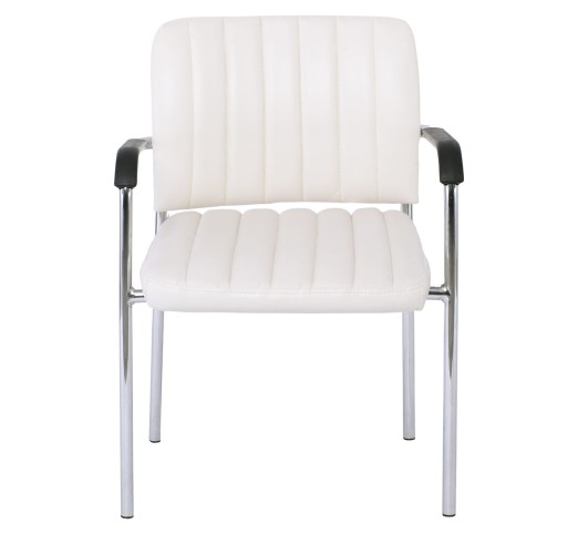 DENIM Visitor Armchair / Chromed Frame - White PU