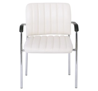 DENIM Visitor Armchair / Chromed Frame - White PU