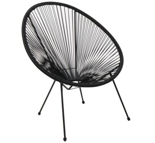 ACAPULCO Armchair Black Steel, Black Plastic Rattan
