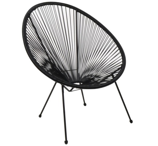 ACAPULCO Armchair Black Steel, Black Plastic Rattan