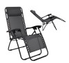 SUPER RELAX Armchair with Footstool / Metal Black - Textilene Grey