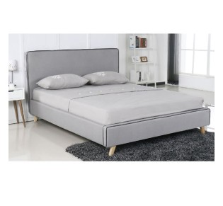 MORISSON Κρεβάτι Διπλό, για Στρώμα 140x190cm, Ύφασμα Ανοιχτό Γκρι