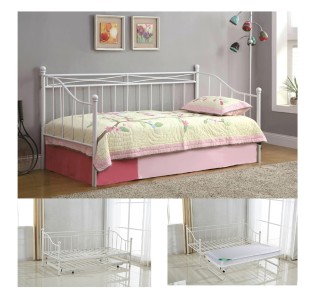 MARIN Daybed 90x190cm (+Extension 85x185cm) Metal White 2