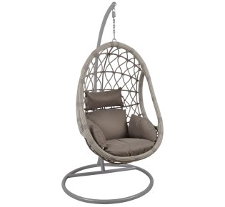 MACAN Hanging Lounge Steel & Wicker Grey/Cushion Cappuccino 2