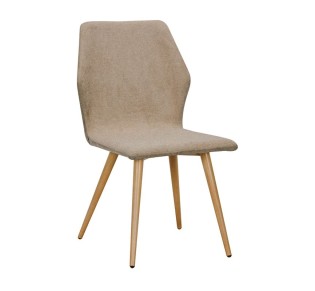 LETO Chair Natural Wood Color Metal/Light Brown Fabric