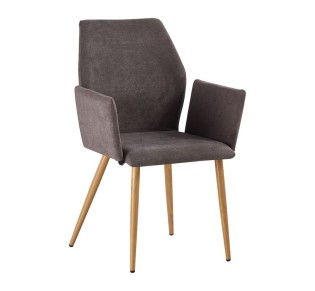 LETO Armchair Natural Wood Color Metal/Grey Brown Fabric