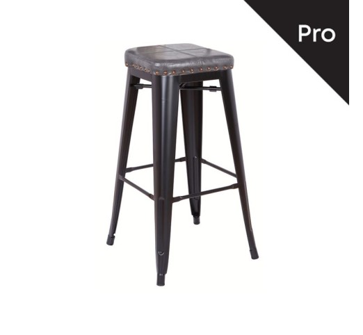 RELIX Bar Stool Steel Black Matte/Pu D.Grey