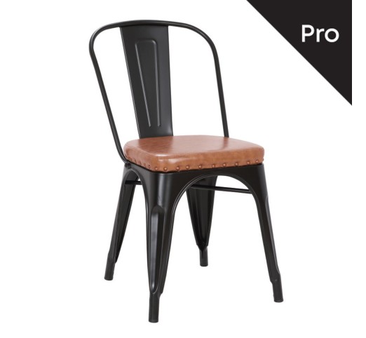 RELIX Καρέκλα-Pro / Μέταλλο Βαφή Μαύρο Matte - PU Camel
