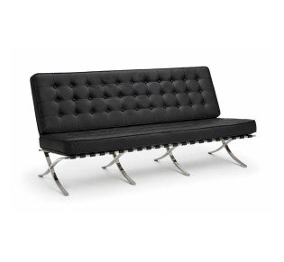 BARCELONA Type 3-Seater Sofa Black Pu