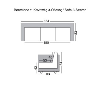 BARCELONA Type 3-Seater Sofa White Pu