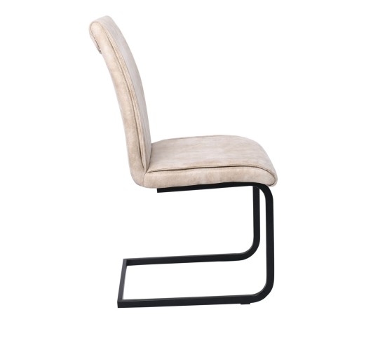 TORY Chair Black Metal/Suede Beige Fabric