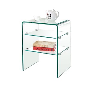 GLASSER Clear End Table with Shelves 50x40x58cm Clear 10/6mm Glass 2
