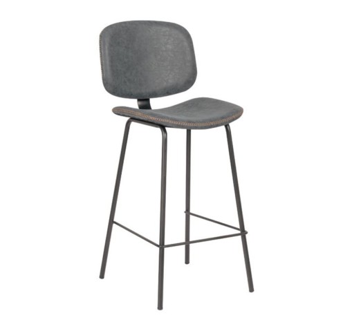 BARLEY Bar Stool Black Metal/Pu Vintage Grey