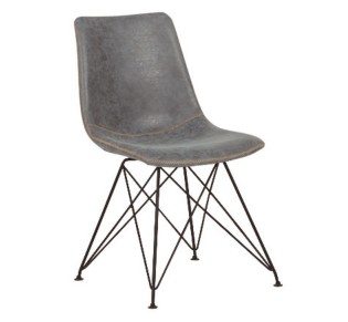 PANTON Καρέκλα Μέταλλο Βαφή Μαύρη, PU Vintage Grey