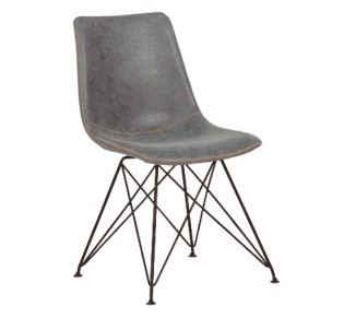 PANTON Καρέκλα Μέταλλο Βαφή Μαύρη, PU Vintage Grey