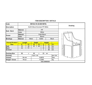 ALEA Wood Πολυθρόνα Ξύλο, ΡΡ Άσπρο