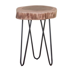 FUEGO Side Table 35x35 H.45 Acacia Natural Finish (Black Paint) 2