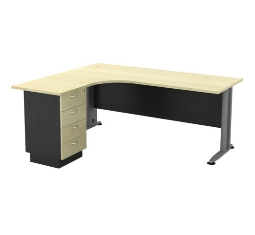 Desk Left Corner SUPERIOR COMPACT 180x70/150x60cm / Dark Grey - Beech