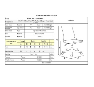 MARTIN Office Chair PP/Pu Sand Beige (assembled cushion)