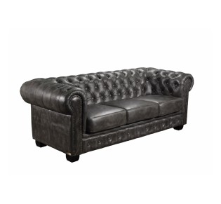 CHESTERFIELD 689 Καναπές 3Θέσιος Σαλονιού - Καθιστικού, Δέρμα, Απόχρωση Antique Grey 2