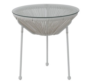 ACAPULCO Side Table D.50 White Steel, White Plastic Rattan 2