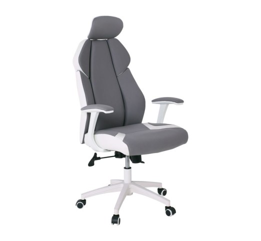 BF8300 Πολυθρόνα Γραφείου Διευθυντή, Microfiber Γκρι PU Άσπρο