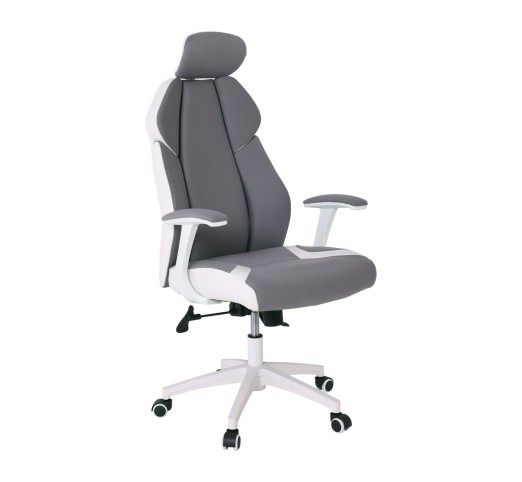 BF8300 Πολυθρόνα Γραφείου Διευθυντή, Microfiber Γκρι PU Άσπρο