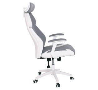 BF8300 Πολυθρόνα Γραφείου Διευθυντή, Microfiber Γκρι PU Άσπρο