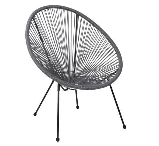 ACAPULCO Πολυθρόνα Μέταλλο Βαφή Μαύρο, Rattan Γκρι