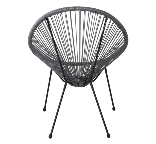 ACAPULCO Armchair Black Steel, Grey Plastic Rattan