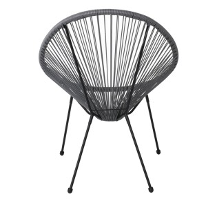 ACAPULCO Armchair Black Steel, Grey Plastic Rattan
