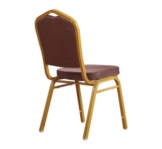 HILTON Banquet chair/Gold Metal Frame/Brown Fabric