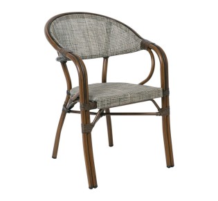 VEGERA Armchair Alu Walnut/Textilene Beige