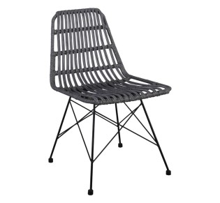 SALSA Καρέκλα Κήπου Βεράντας Μέταλλο Βαφή Μαύρο, Wicker Γκρι