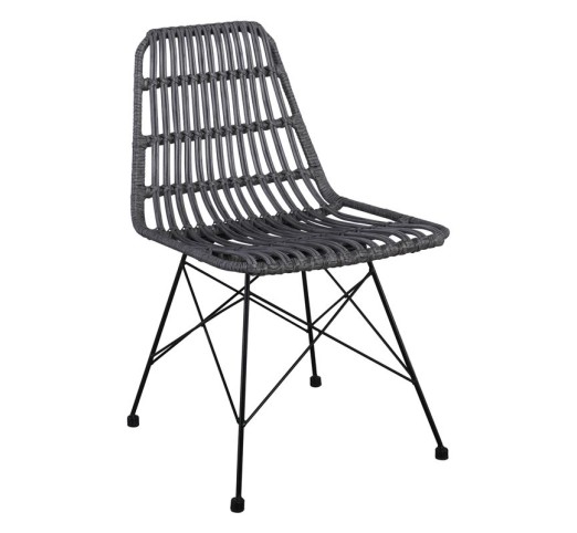 SALSA Καρέκλα Κήπου Βεράντας Μέταλλο Βαφή Μαύρο, Wicker Γκρι