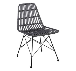 SALSA Καρέκλα Κήπου Βεράντας Μέταλλο Βαφή Μαύρο, Wicker Γκρι 2