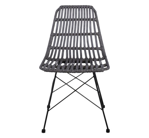 SALSA Καρέκλα Κήπου Βεράντας Μέταλλο Βαφή Μαύρο, Wicker Γκρι