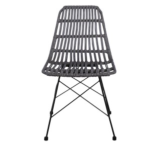 SALSA Καρέκλα Κήπου Βεράντας Μέταλλο Βαφή Μαύρο, Wicker Γκρι