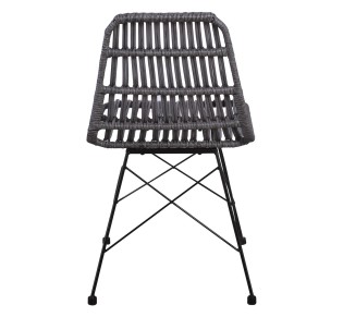 SALSA Καρέκλα Κήπου Βεράντας Μέταλλο Βαφή Μαύρο, Wicker Γκρι